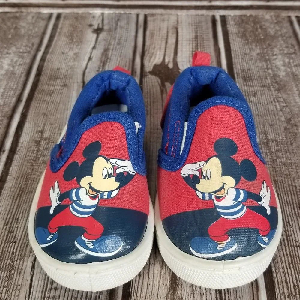 DISNEY BABY Infant Size 3 Baby Child Mickey Mouse Canvas Slip-On Shoes Sneakers